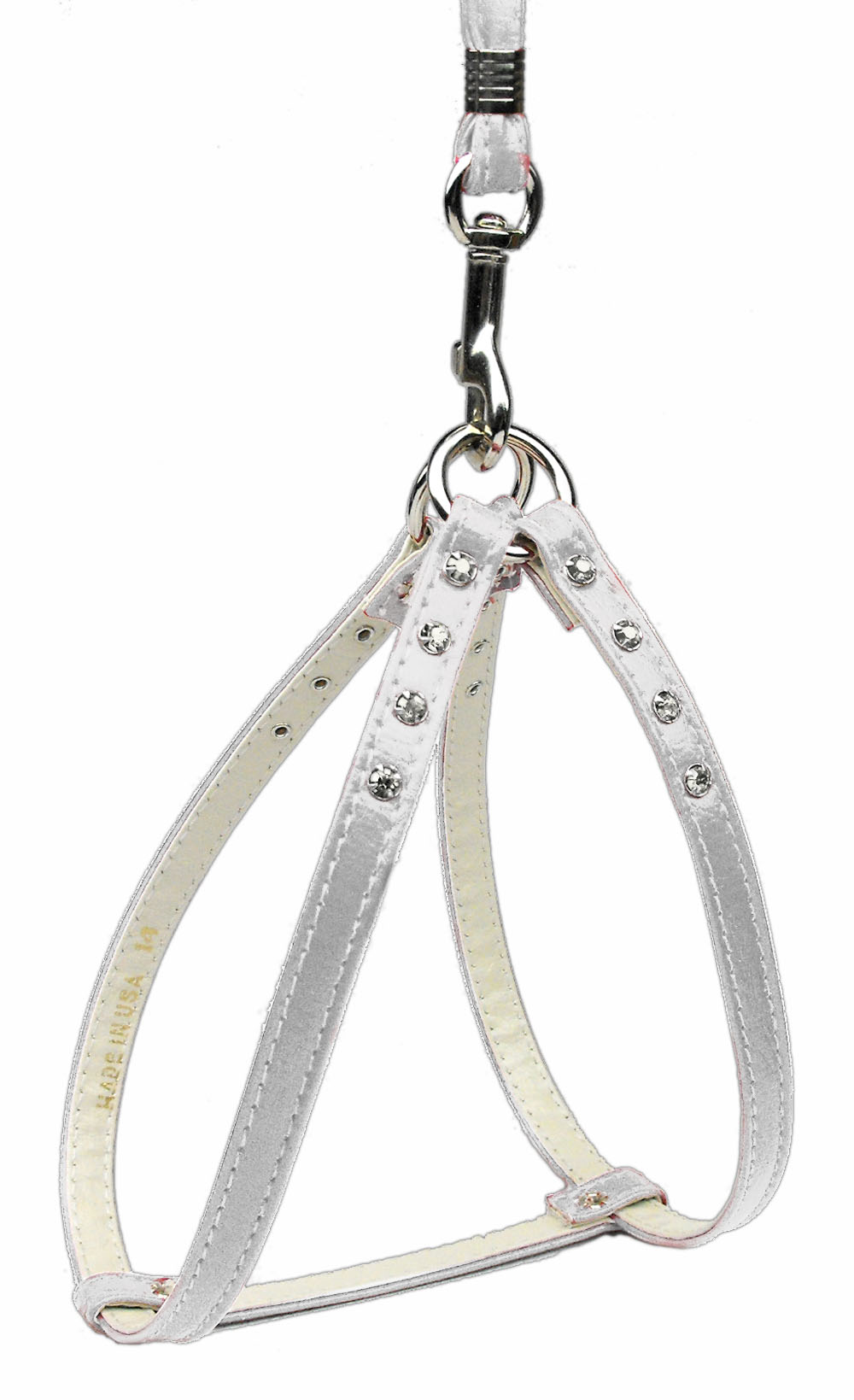 Step-In Harness White w/ Clear Stones 12
