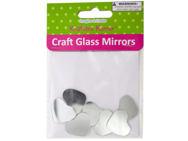 Case of 18 - Mini Heart Shape Craft Glass Mirrors