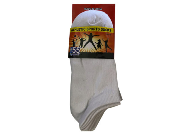Case of 10 - Size 10-13 White Athletic No show Fly Knit 3 Pack Socks