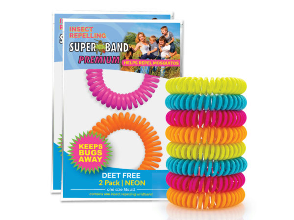 Case of 24 - Superband 2 Pack Neon Insect Repelleing Bracelet