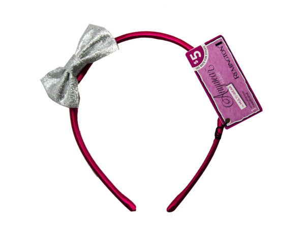Case of 30 - Removable Bow Pink Head Band