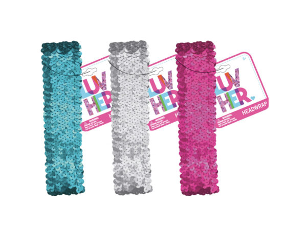 Case of 24 - Luv Her Stretch Sequin Headwrap in Assorted Colors