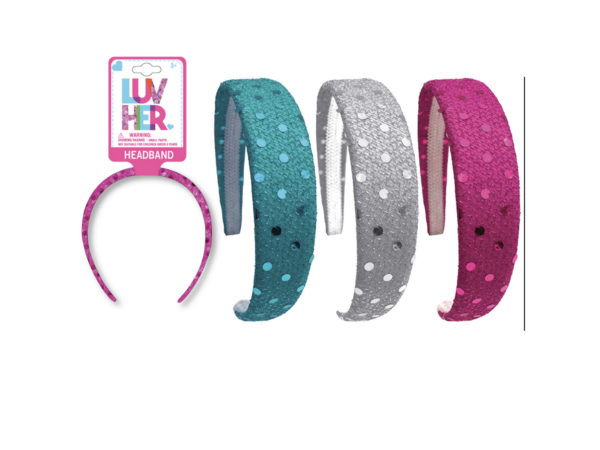 Case of 24 - Luv Her Disco Dot Headband in Assorted Colors