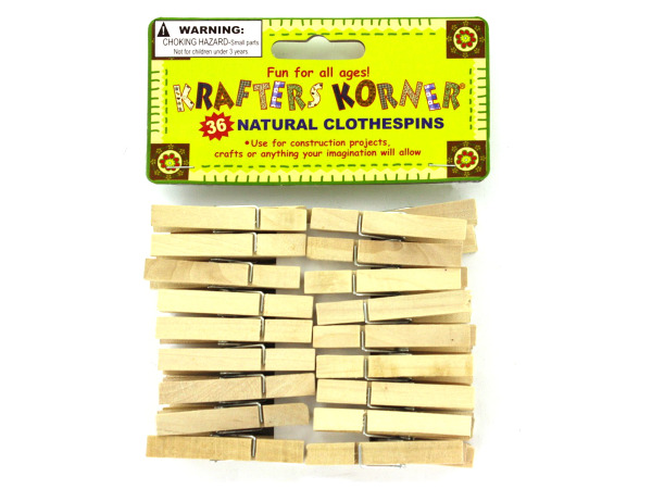 Case of 24 - Natural Wood Craft Clothespins
