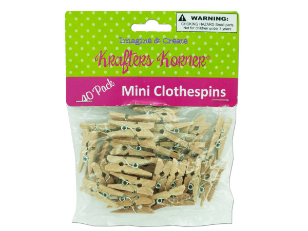 Case of 24 - Miniature Natural Wood Craft Clothespins