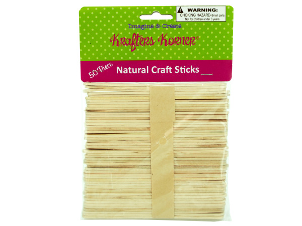 Case of 25 - Flat Natural Wood Craft Sticks