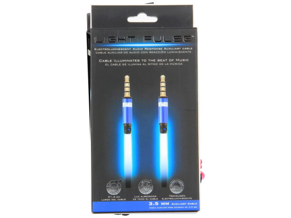 Case of 18 - Blue Electroluminescent AUX Cable