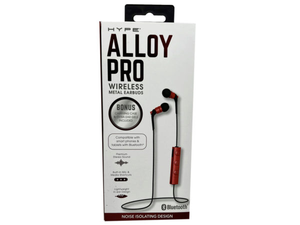 Case of 6 - HYPE Alloy Pro Bluetooth Stereo Earbuds with Mic in Assorted Colors