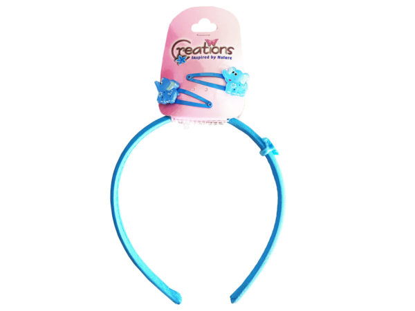 Case of 30 - Creations 3 Piece Elephant Themed Headband & Clips Set