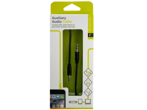 Case of 24 - iessentials Black Auxiliary Audio Cable