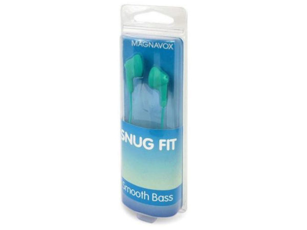 Case of 10 - MAGNAVOX Snug Fit Stereo Earbuds in Teal