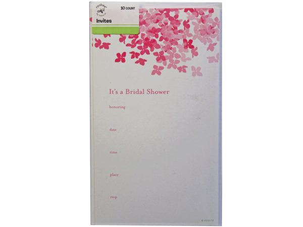 Case of 36 - 10ct pink hydrangea bridal shower invitation set