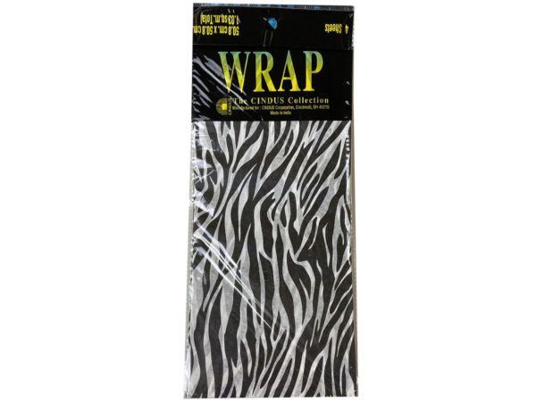 Case of 24 - 4 Sheet Zebra Print Gift Tissue Wrap 20" x 20"
