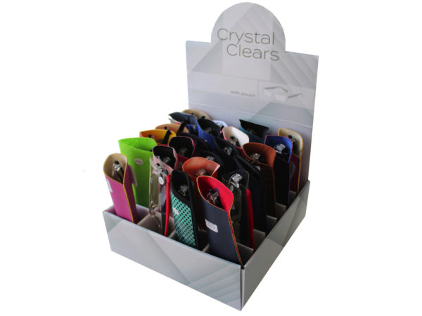 Case of 24 - stylish lucite reading glasses in pouch
