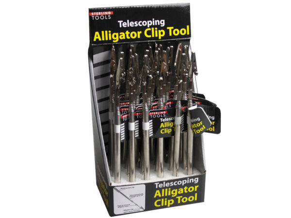 Case of 24 - Extendable Alligator Clip with Telescoping Handle Countertop Display