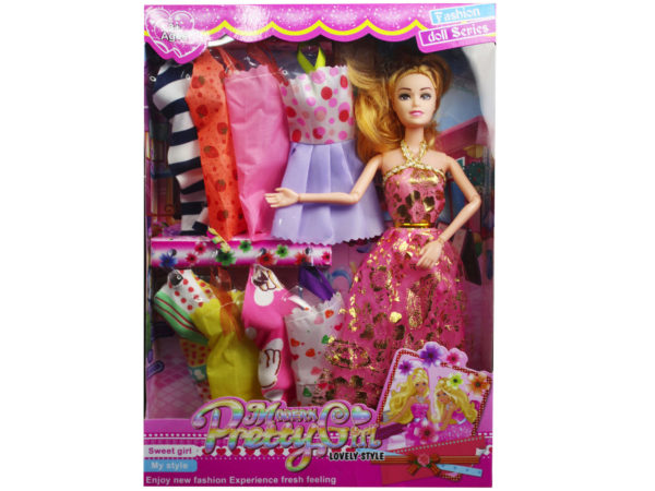 Case of 2 - 11" Moveable Fashion Doll with Extra Beauty Outfits