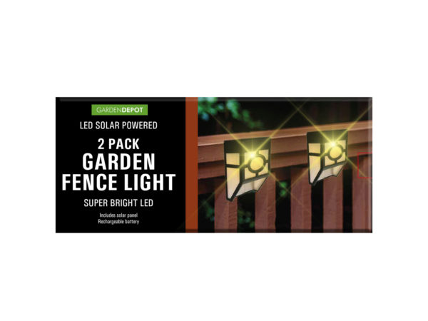 Case of 2 - 2 Pack LED Solar Powered Garden Fence Lights