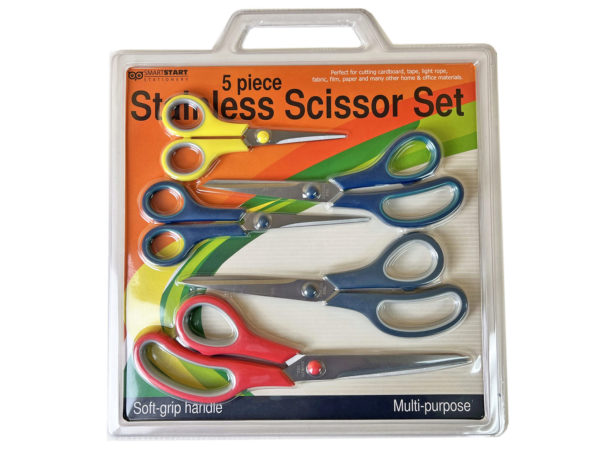 Case of 2 - 5 Piece Scissors Set Assorted Colors