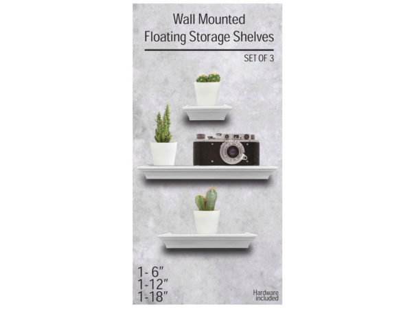 Case of 2 - Wall Mounted Floating Storage Shelves