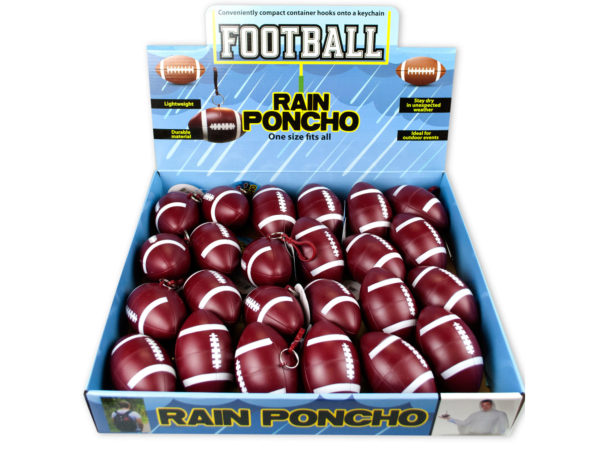 Case of 24 - Football Rain Poncho in Counterop Display