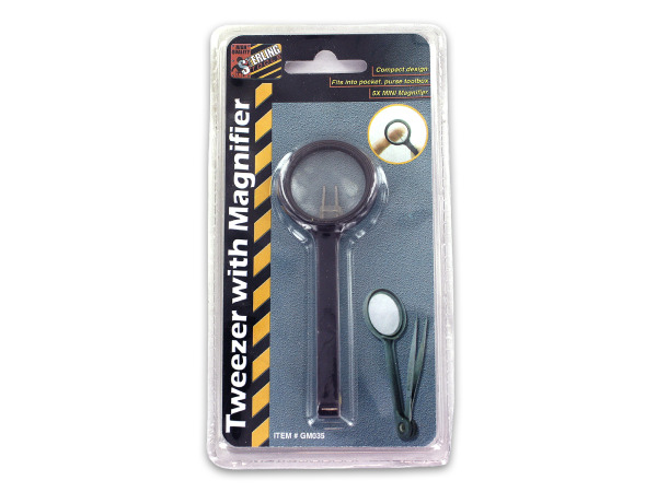 Case of 24 - Tweezers with Magnifier