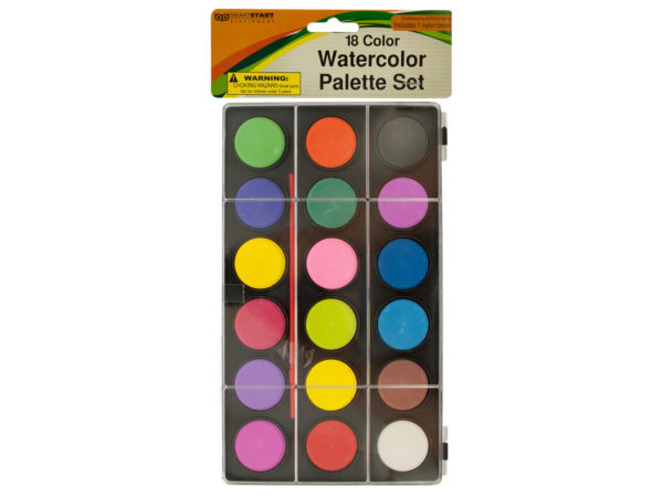 Case of 12 - Watercolor Paint Palette Set with Brush