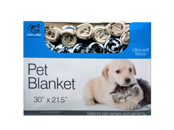 Case of 48 - Fleece Paw Print Pet Blanket Countertop Display