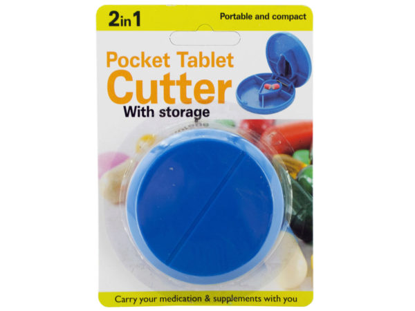 Case of 18 - 2 in 1 Pocket Tablet Cutter with Storage