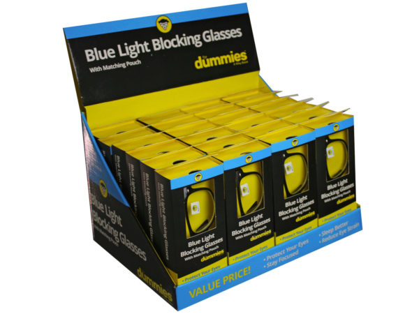 Case of 18 - blue light blocking glasses w/microfiber cloth in pdq