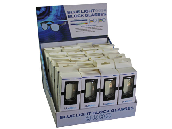 Case of 24 - Adult Blue Light Glasses w/Microfiber Pouch