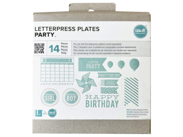 Case of 6 - WE-R 14 Piece Party Themed Letterpress Plates