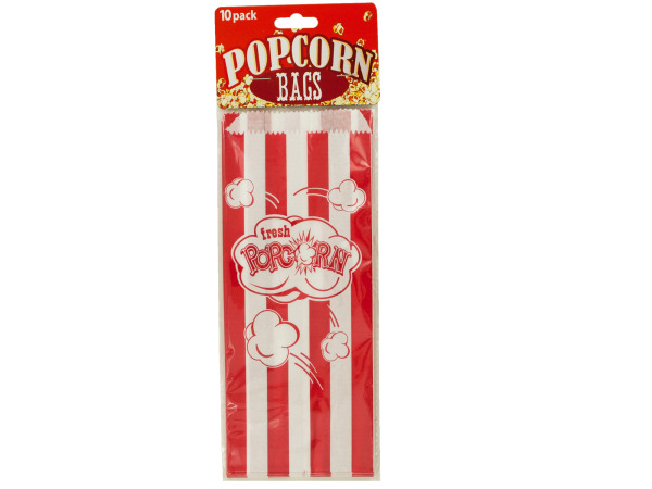 Case of 24 - Striped Paper Popcorn Bags
