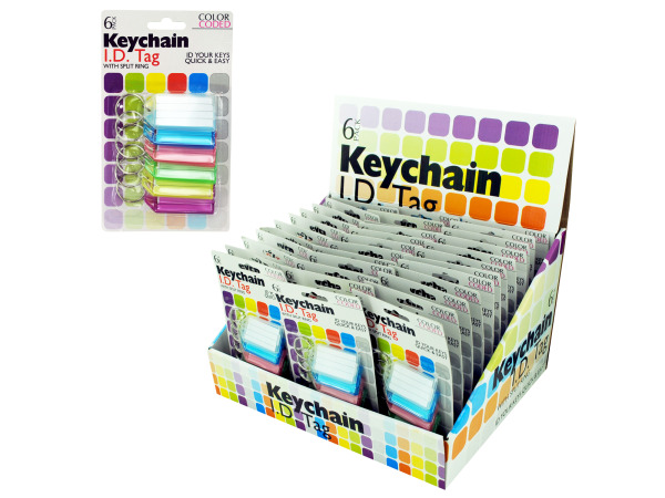 Case of 36 - Color Coded Key Chain ID Tags Countertop Display