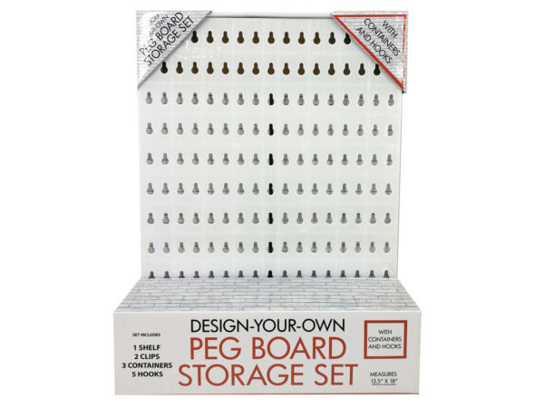 Case of 1 - Design-Your-Own Peg Board Storage Set with Containers and Hooks