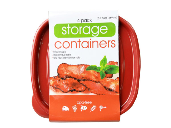 Case of 6 - 4 Pack Plastic Square Food Container