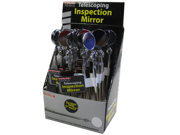 Case of 24 - telescoping mini inspection mirror w/pen clip in countertop
