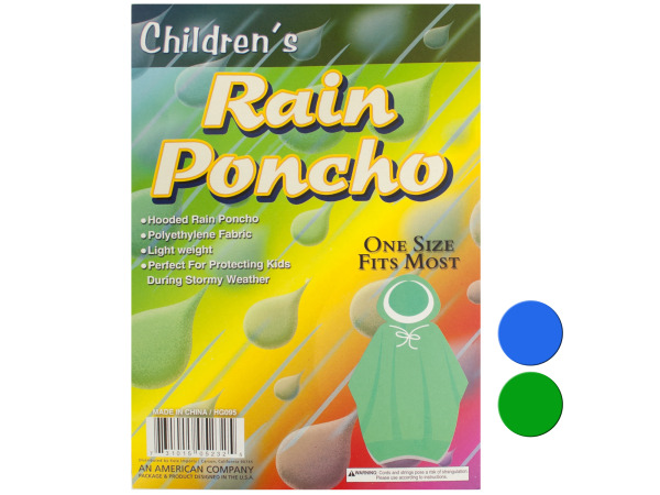 Case of 24 - Children's Hooded Rain Poncho