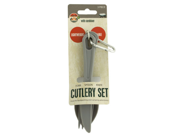 Case of 18 - Camping Cutlery Set with Carabiner