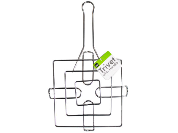 Case of 6 - Steel Square Trivet with long Handle