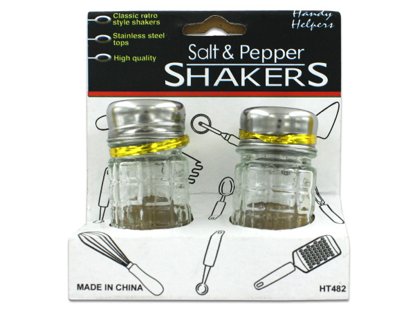 Case of 24 - Checkered Glass Salt & Pepper Shaker Set
