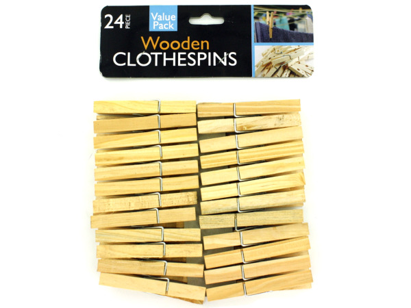 Case of 12 - Wooden Clothespins Set