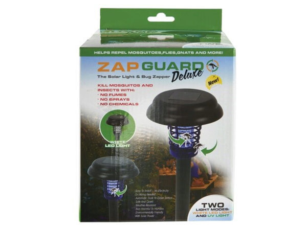 Case of 2 - Zap Guard Deluxe Solar Powered Chemical Free Outdoor Light and Bug Zapper