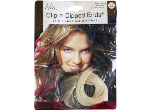 Case of 24 - Mia Beauty Clip-N-Dipped Ends in Medium Brown and Blonde