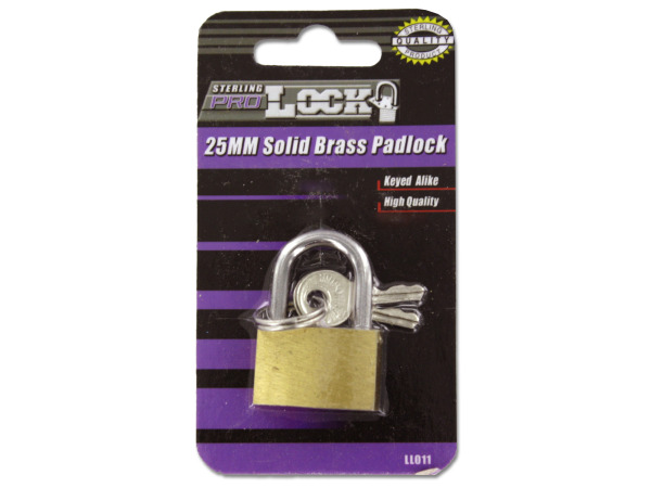 Case of 24 - Gold Tone Padlock with Keys