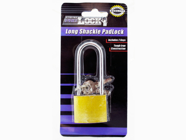Case of 24 - Iron Long Shackle Padlock with 3 Keys