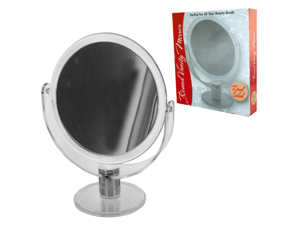Case of 4 - Dual Sided Round Stand Up Vanity Mirror