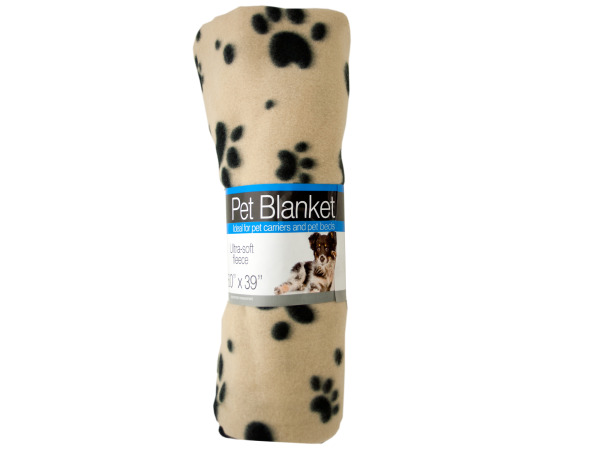 Case of 4 - Fleece Paw Print Pet Blanket