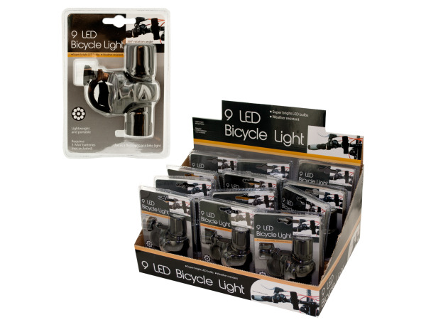 Case of 12 - 9 LED Bicycle Light Countertop Display