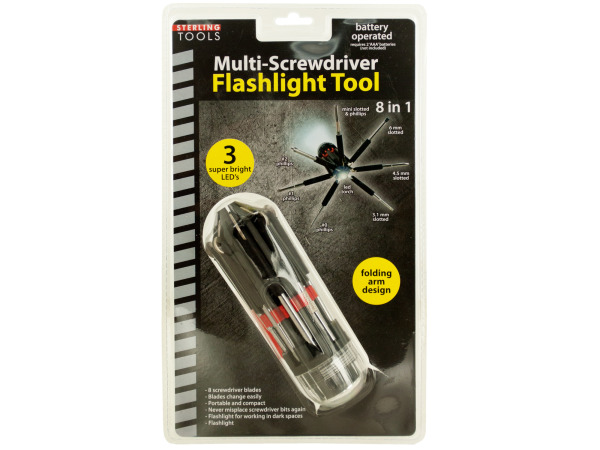 Case of 4 - 8-in-1 Multi-Screwdriver Flashlight Tool