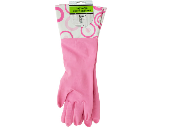 Case of 10 - Bathroom Cleaning Gloves with Nylon Cuffs